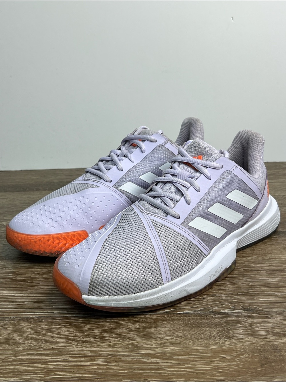 adidas CourtJam Bounce Tennis Shoes Purple Tint Signal Coral Women’s Size 10